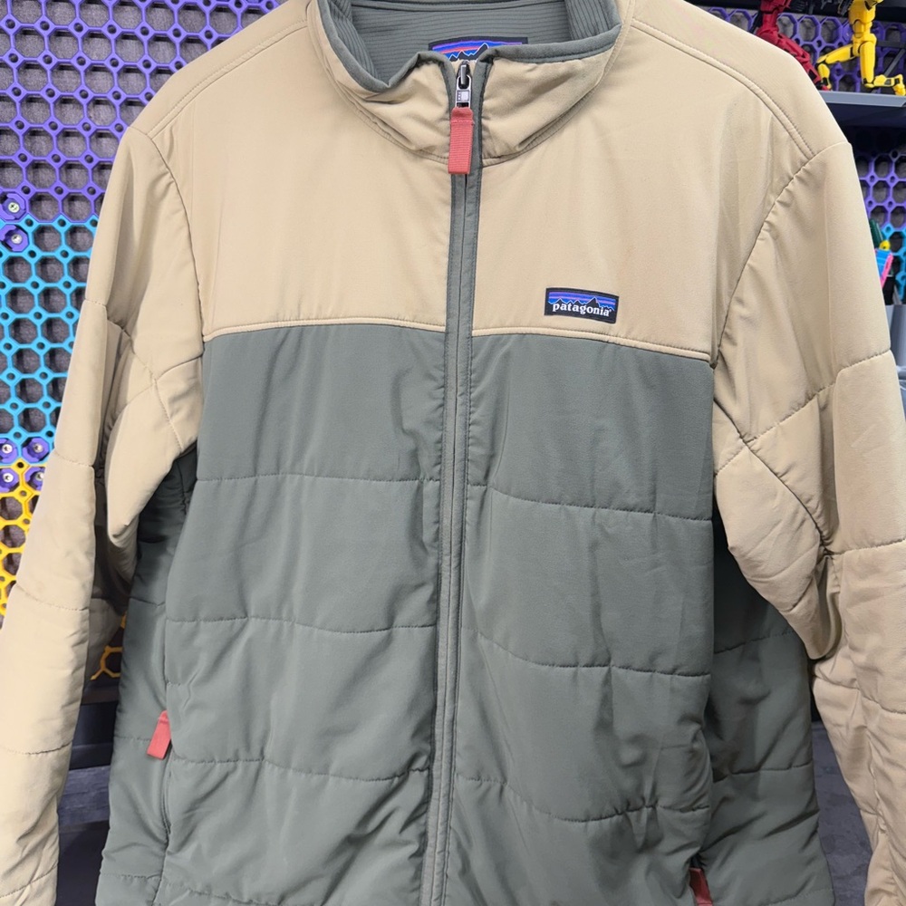 Patagonia Men's Puffer Pack In Jacket - Beige and Olive